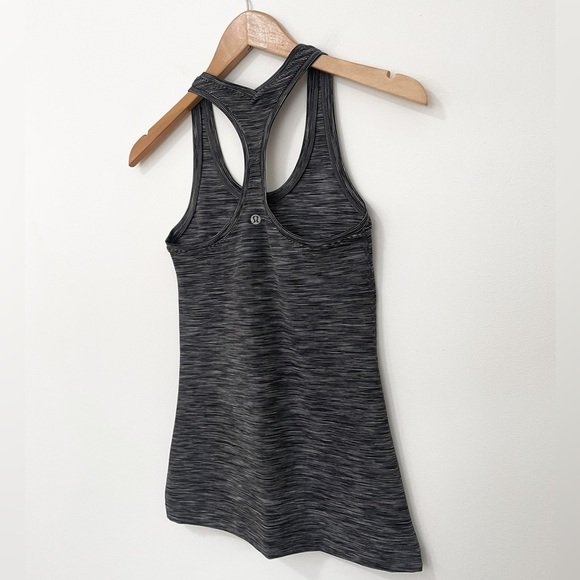 𝅺LULULEMON Cool Racerback Heathered Grey/Black Tank Top - Picture 9 of 12